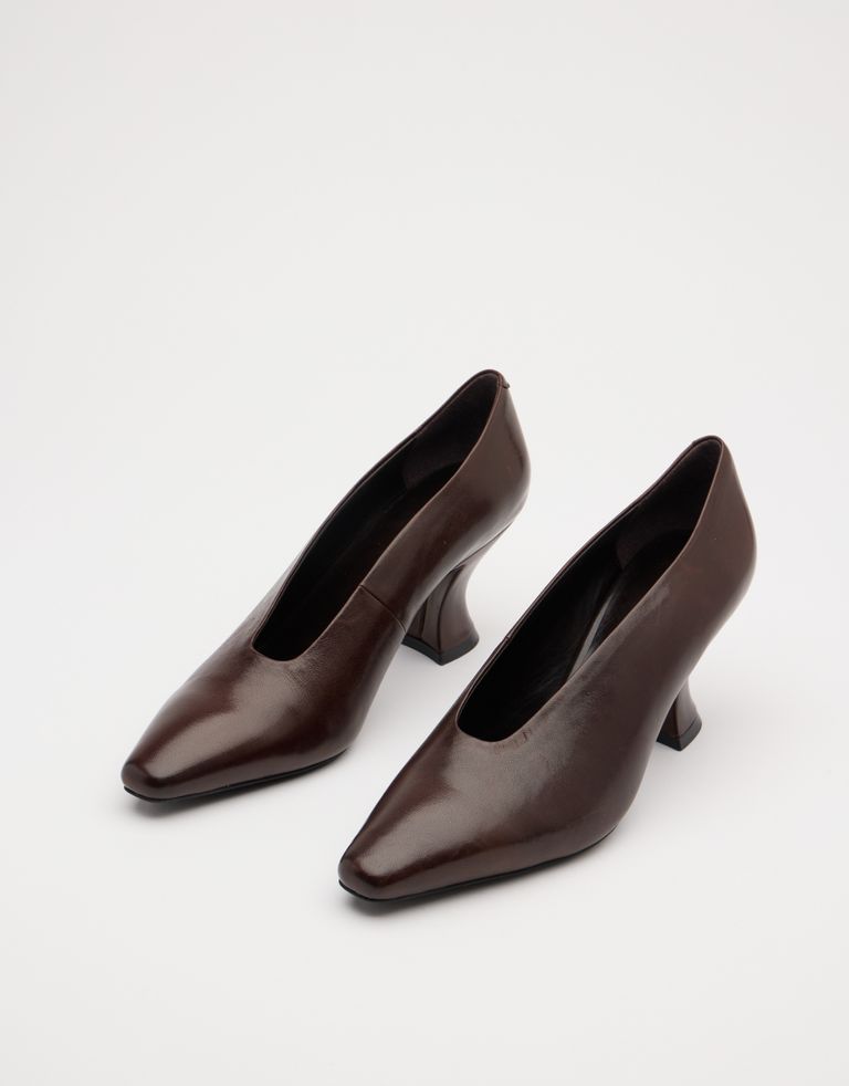 נעלי נשים - Jeffrey Campbell - נעלי סירה מעור HINTS - חום