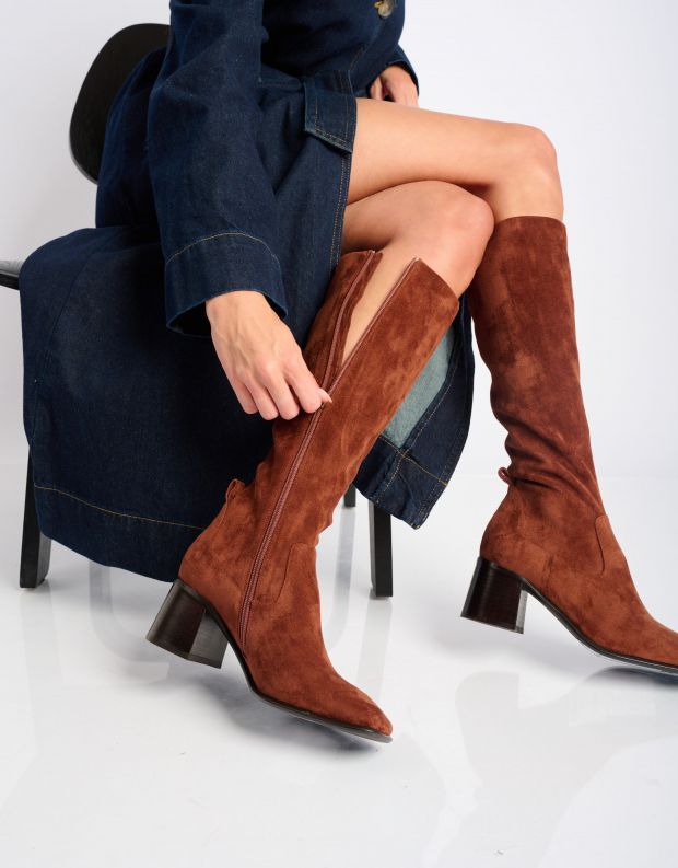 נעלי נשים - Jeffrey Campbell - מגפיים דמוי זמש JEREM-KH - חום