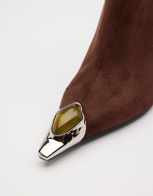 נעלי נשים - Jeffrey Campbell - מגפיים עם עקב THE STONE - חום