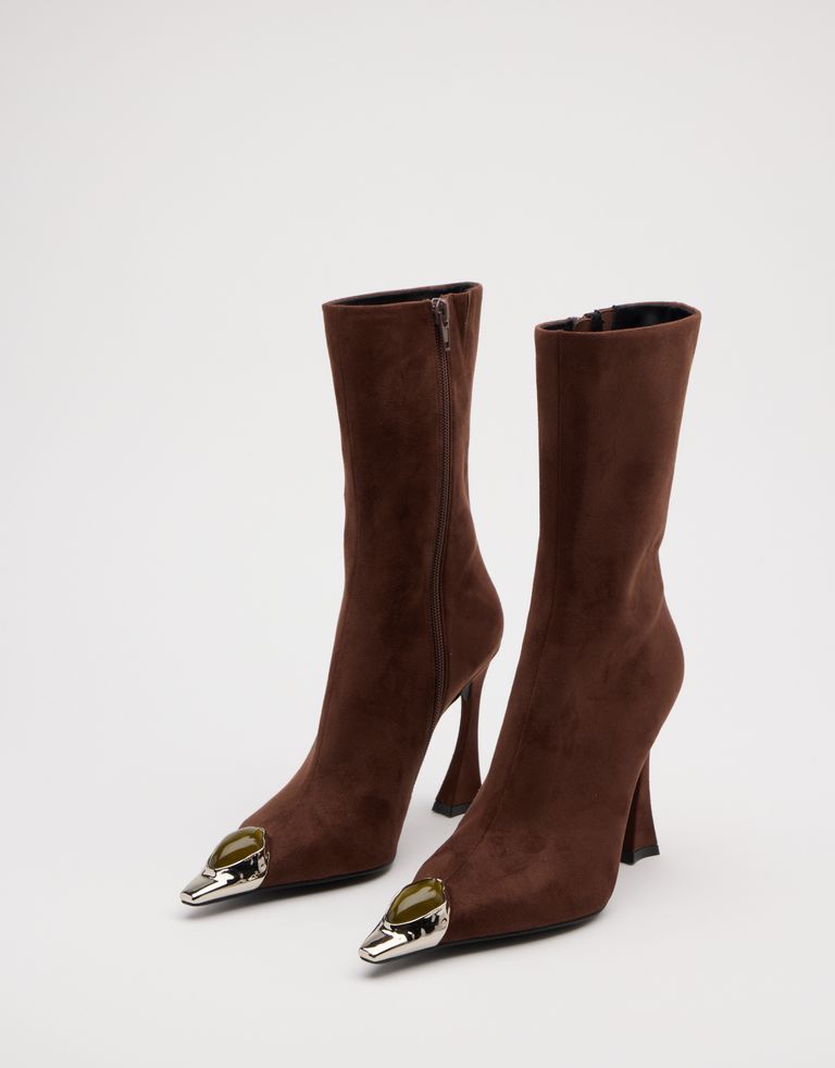 נעלי נשים - Jeffrey Campbell - מגפיים עם עקב THE STONE - חום3