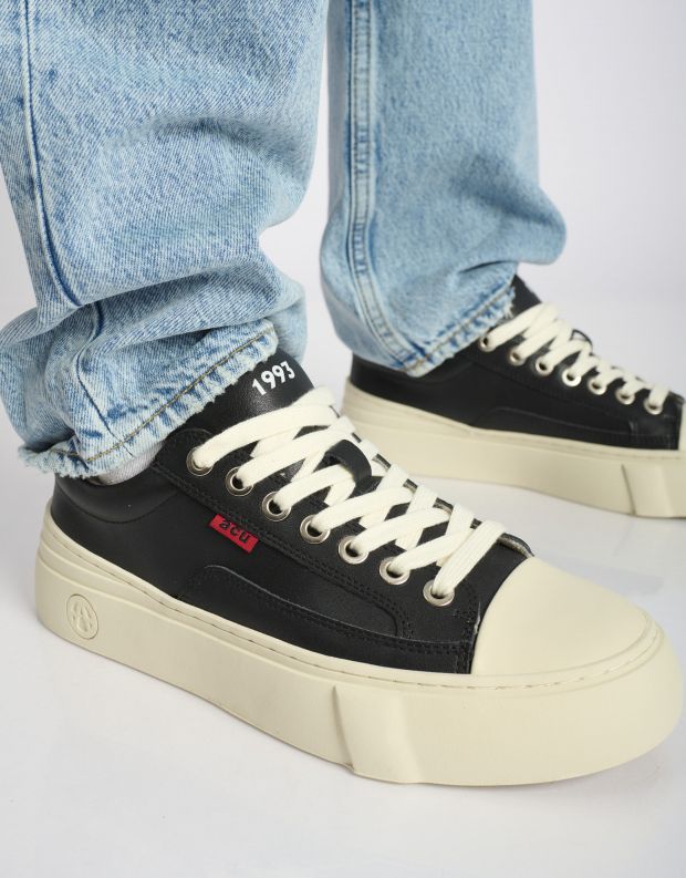 נעלי גברים - Acupuncture - סניקרס דמוי עור AFC - שחור