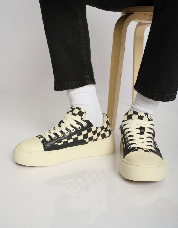 נעלי גברים - Acupuncture - סניקרס דמוי עור AFC - שחור לבן