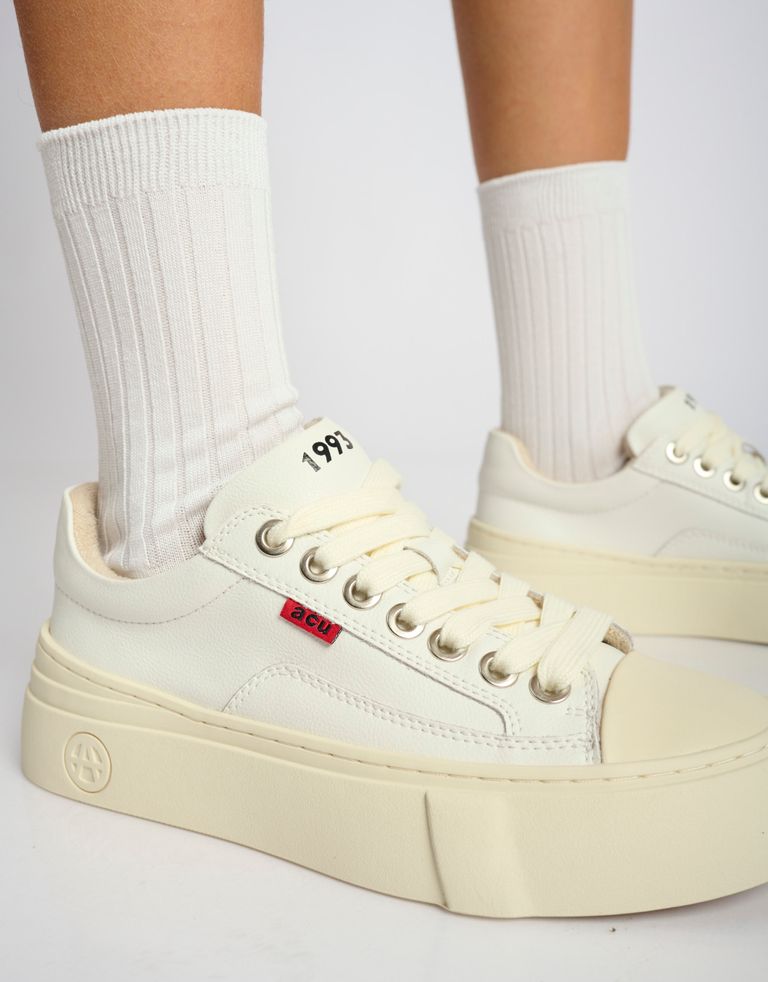 נעלי נשים - Acupuncture - סניקרס דמוי עור AFC - לבן3