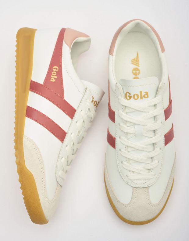 נעלי נשים - Gola - סניקרס עור TORPEDO - לבן   ורוד
