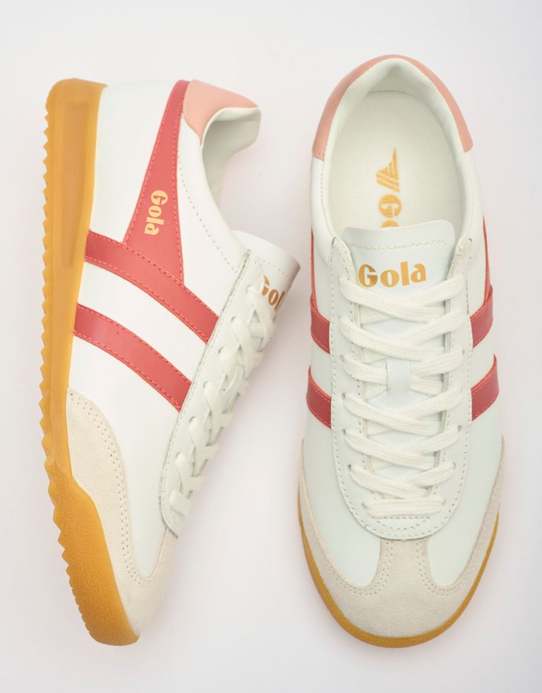 נעלי נשים - Gola - סניקרס עור TORPEDO - לבן   ורוד