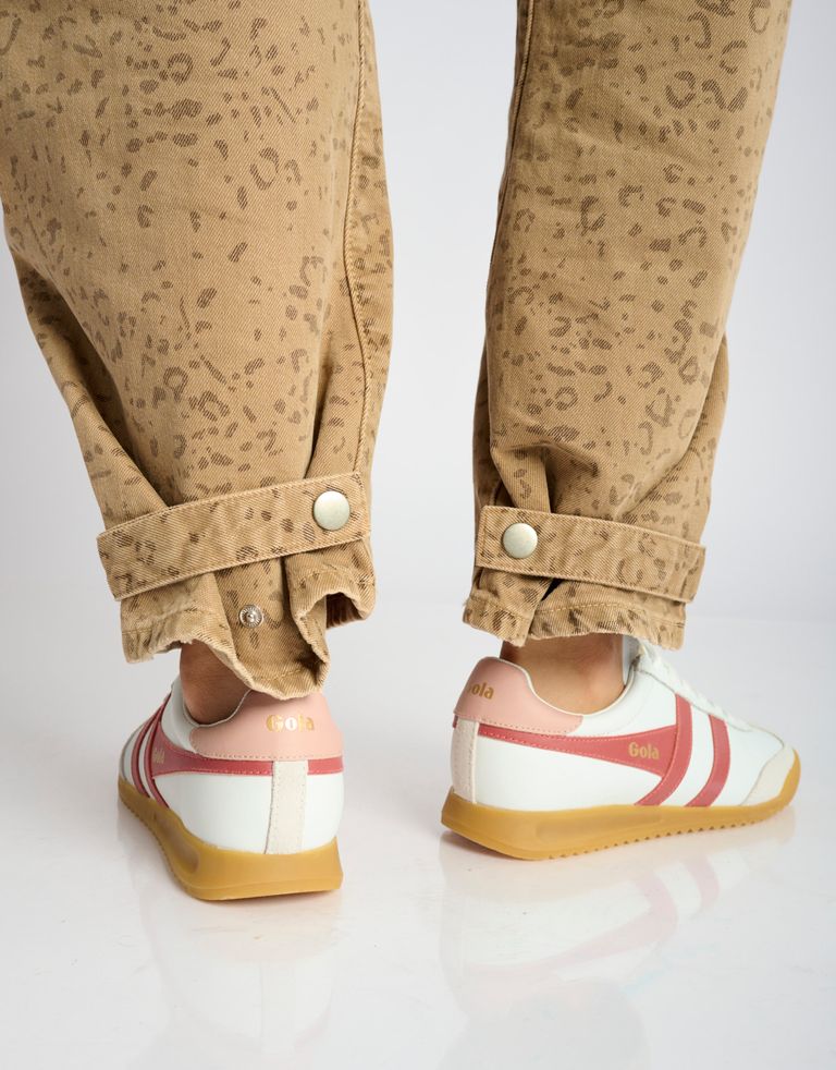 נעלי נשים - Gola - סניקרס עור TORPEDO - לבן   ורוד4