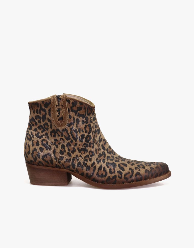 נעלי נשים - Felmini - מגפוני בוקרים WEST נמר - חום מנומר1