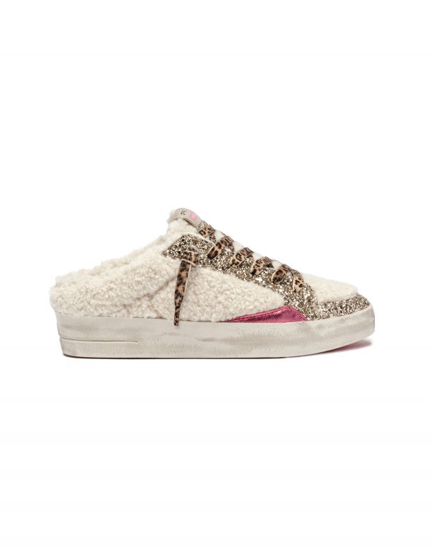 נעלי נשים - Crime London - כפכפים עם פרווה ALANIS - לבן