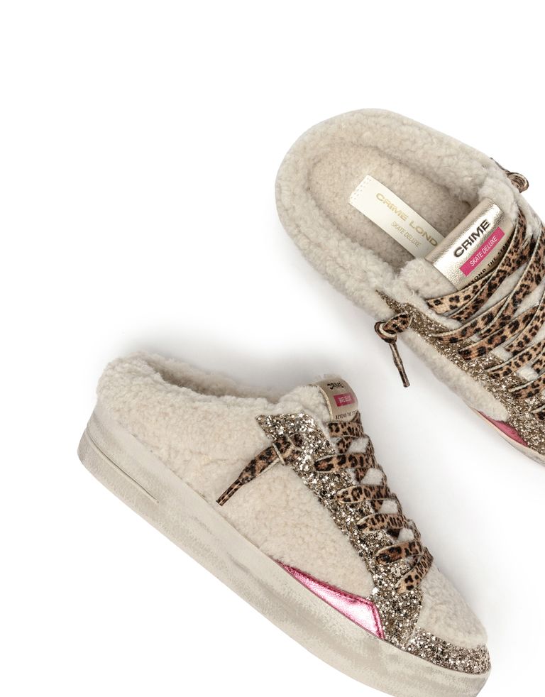 נעלי נשים - Crime London - כפכפים עם פרווה ALANIS - לבן3