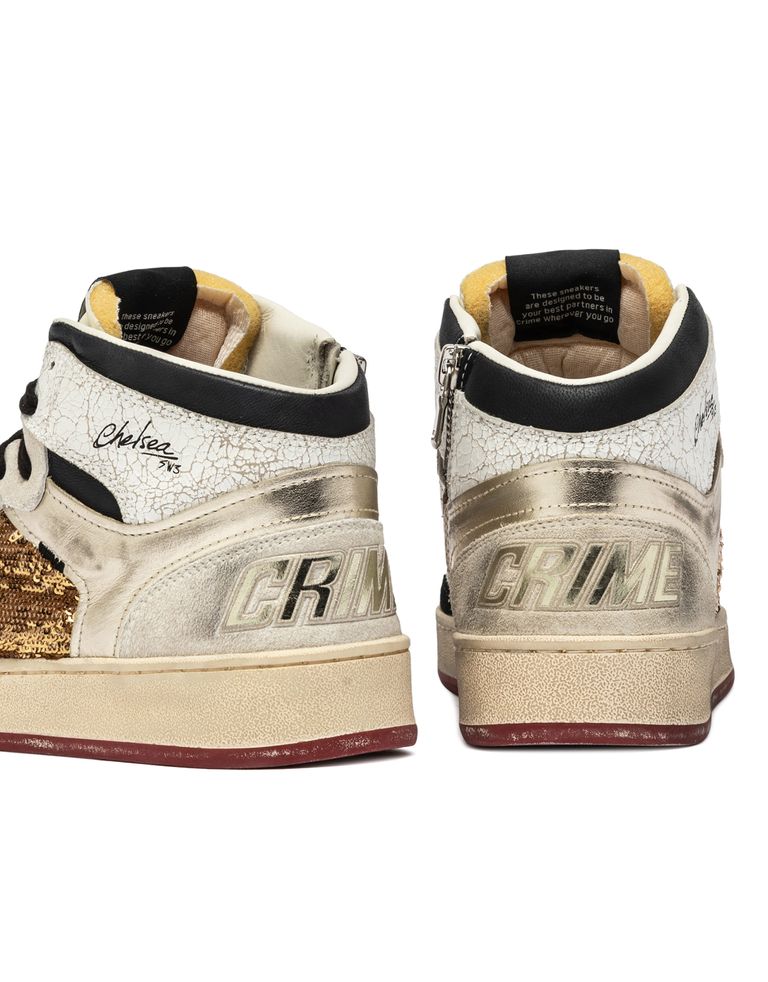 נעלי נשים - Crime London - סניקרס IGGY  גבוהות - לבן   זהב3