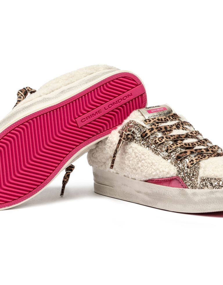 נעלי נשים - Crime London - כפכפים עם פרווה ALANIS - לבן4