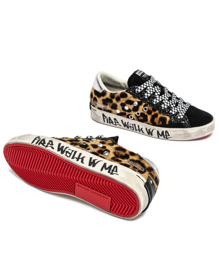 נעלי נשים - Crime London - סניקרס AGNES - שחור מנומר3