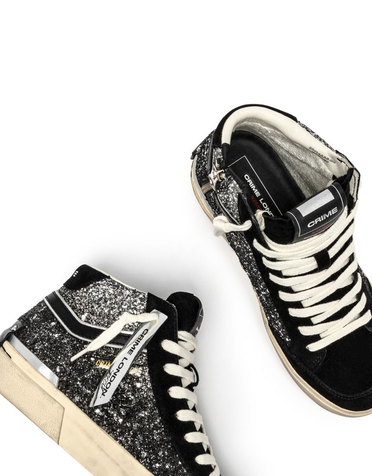 נעלי נשים - Crime London - סניקרס גבוהות JONAS - שחור נצנצים3