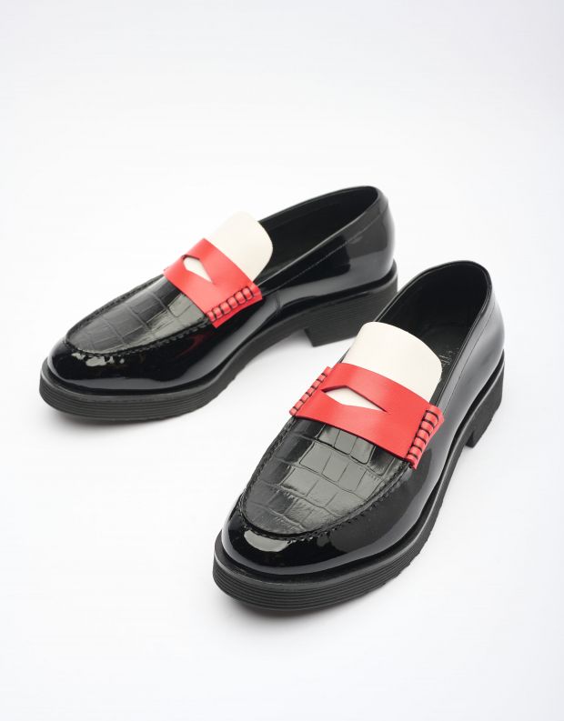 נעלי נשים - Jeffrey Campbell - מוקסינים  LENNA - שחור אדום