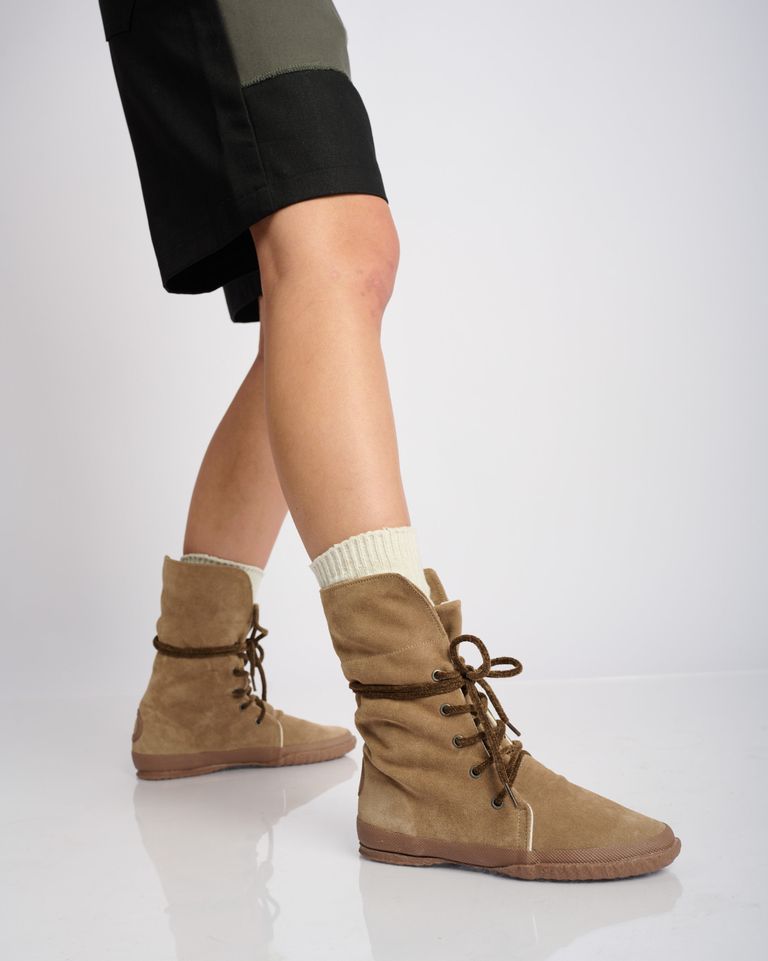 נעלי נשים - Aro - מגפי זמש WILLY - חום בהיר4