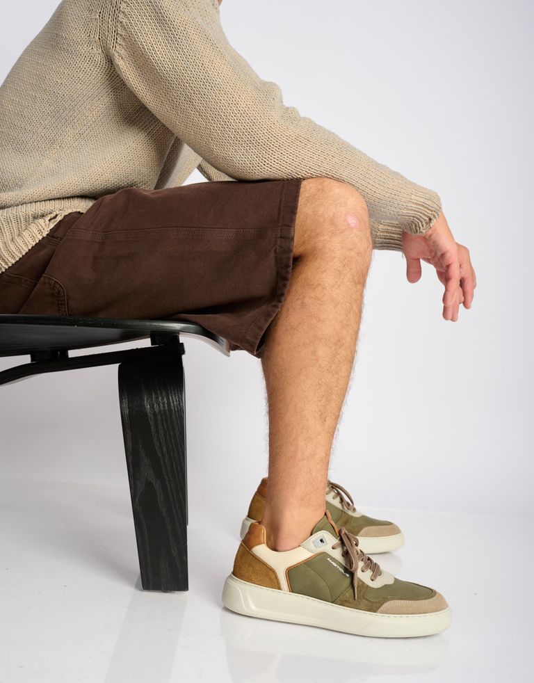 נעלי גברים - Ambitious - סניקרס עור משולבות KIT - חאקי1