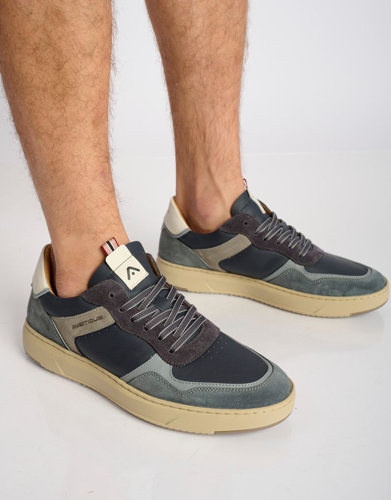 נעלי גברים - Ambitious - סניקרס עור AKTIF - כחול   אפור2