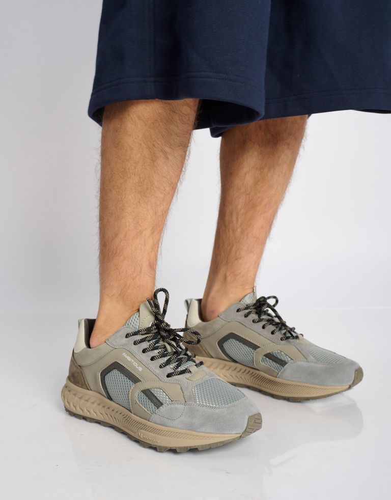 נעלי גברים - Ambitious - סניקרס עור ובד VENTURE - אפור3