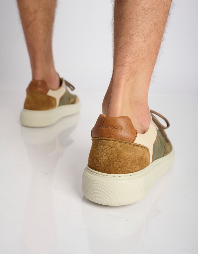 נעלי גברים - Ambitious - סניקרס עור משולבות KIT - חאקי4