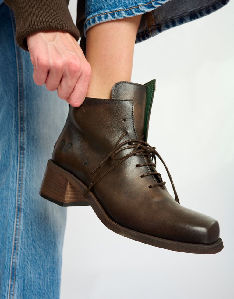 נעלי נשים - Felmini - מגפונים עם שרוכים EMIKO - חום כהה1