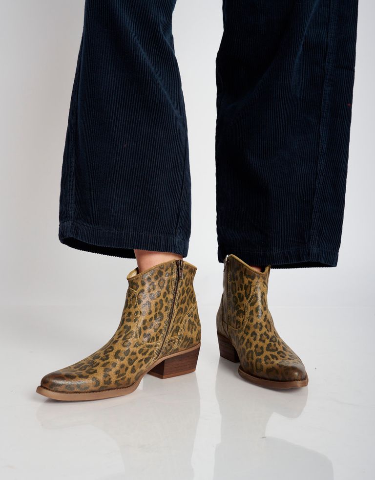 נעלי נשים - Felmini - מגפוני בוקרים WEST נמר - חום מנומר3