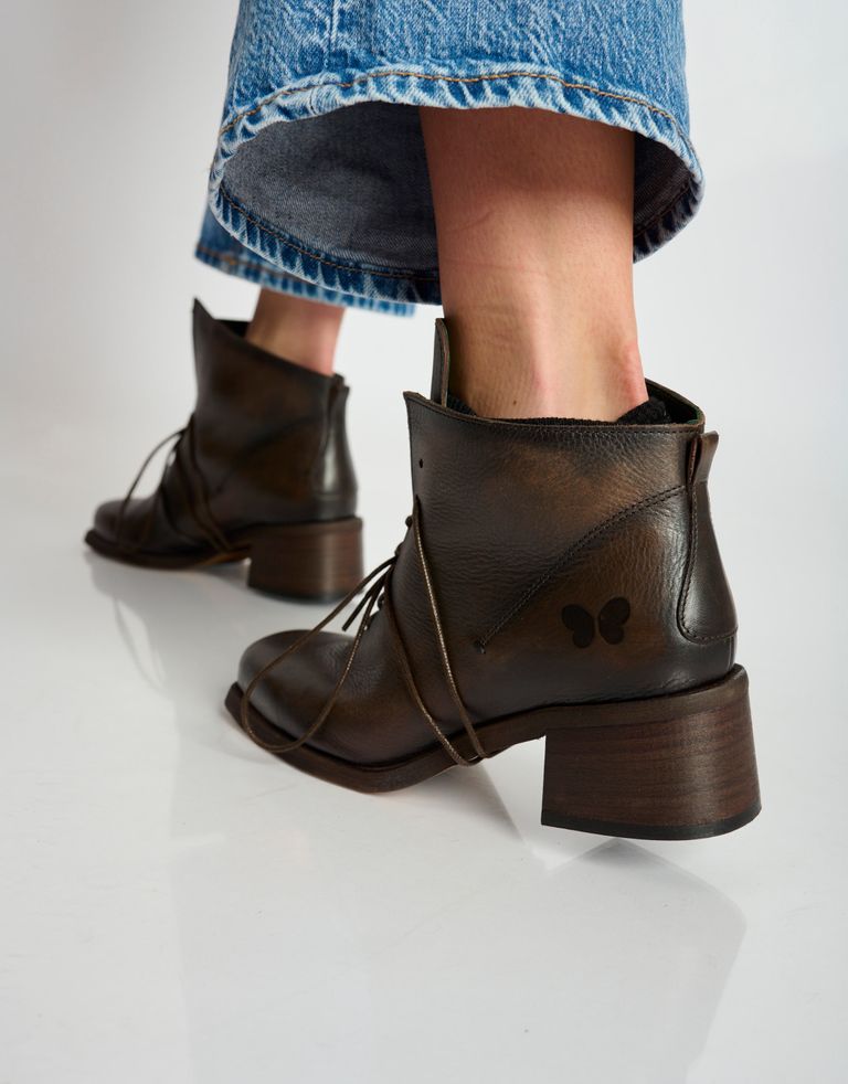 נעלי נשים - Felmini - מגפונים עם שרוכים EMIKO - חום כהה3