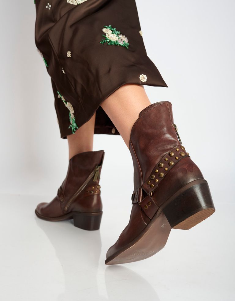 נעלי נשים - Felmini - מגפוני בוקרים וניטים RUBI - חום4