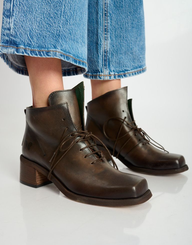 נעלי נשים - Felmini - מגפונים עם שרוכים EMIKO - חום כהה4