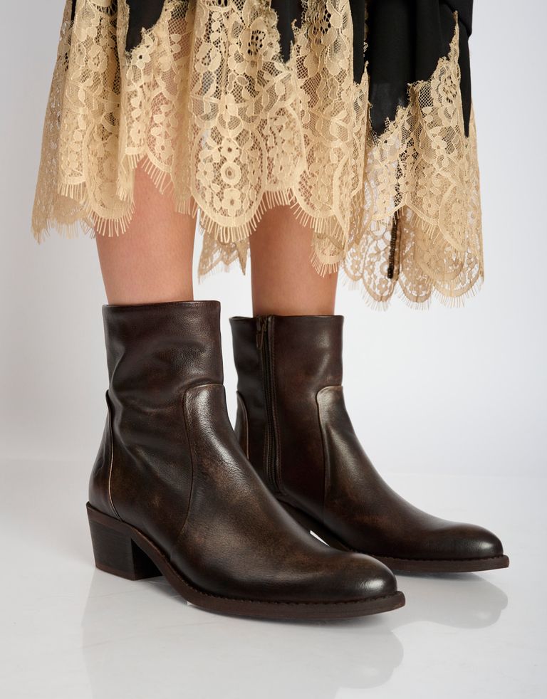 נעלי נשים - Felmini - מגפוני עור RUBI - חום כהה3