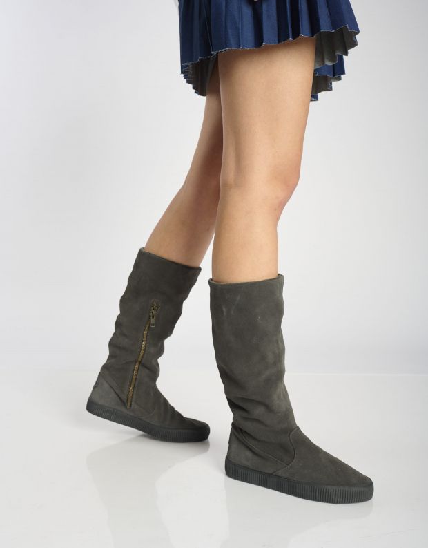 נעלי נשים - Aro - מגפי זמש גבוהות NOELLE - אפור