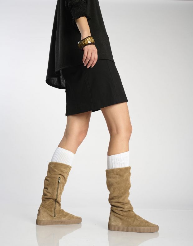 נעלי נשים - Aro - מגפי זמש גבוהות NOELLE - חום בהיר