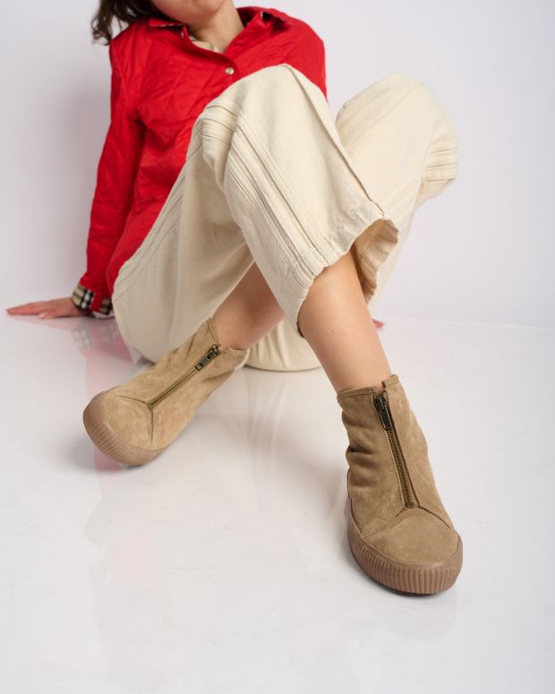 נעלי נשים - Aro - מגפונים עם רוכסן NOELLE - חום בהיר