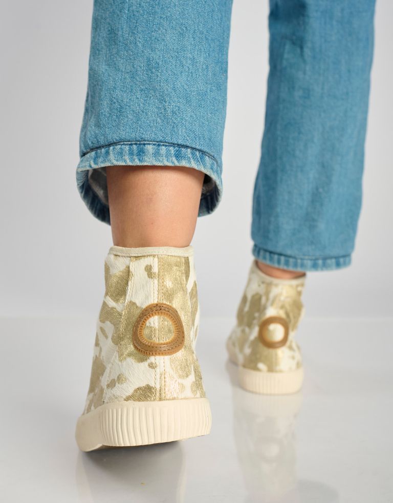 נעלי נשים - Aro - מגפונים עם והדפס  NOELLE - לבן   זהב4