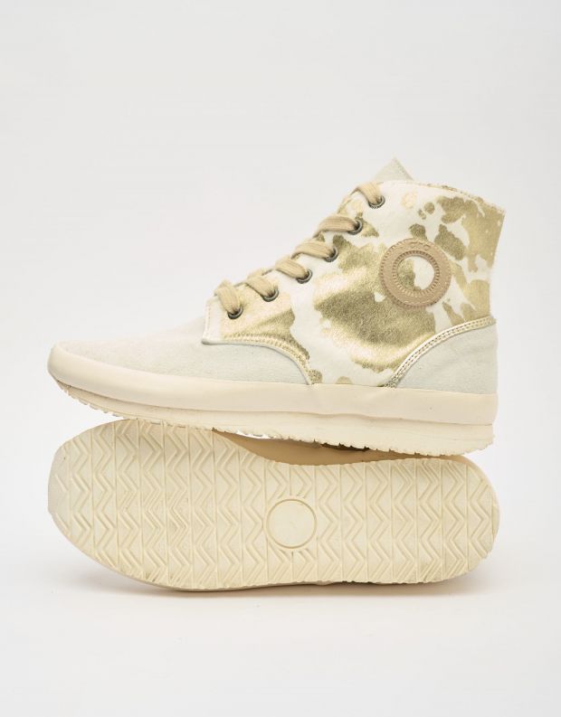 נעלי נשים - Aro - סניקרס גבוהות עם הדפס JAQ - לבן   זהב