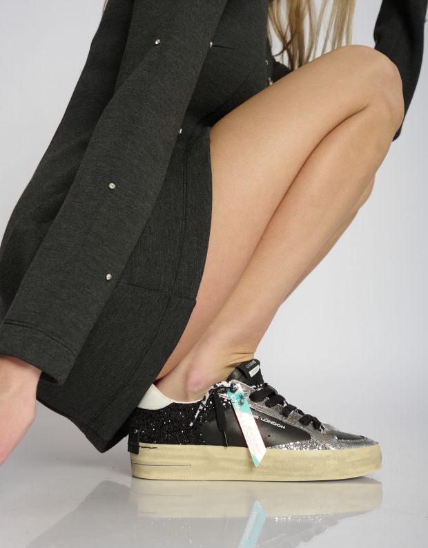 נעלי נשים - Crime London - סניקרס FREYA - שחור   כסף