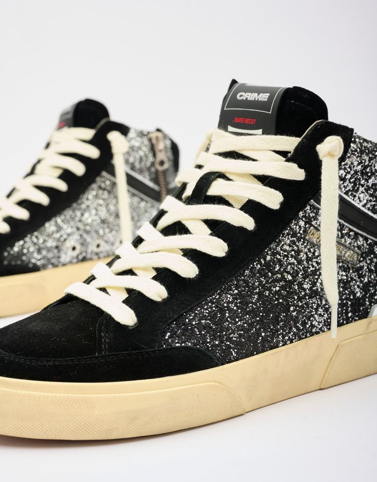 נעלי נשים - Crime London - סניקרס גבוהות JONAS - שחור נצנצים2