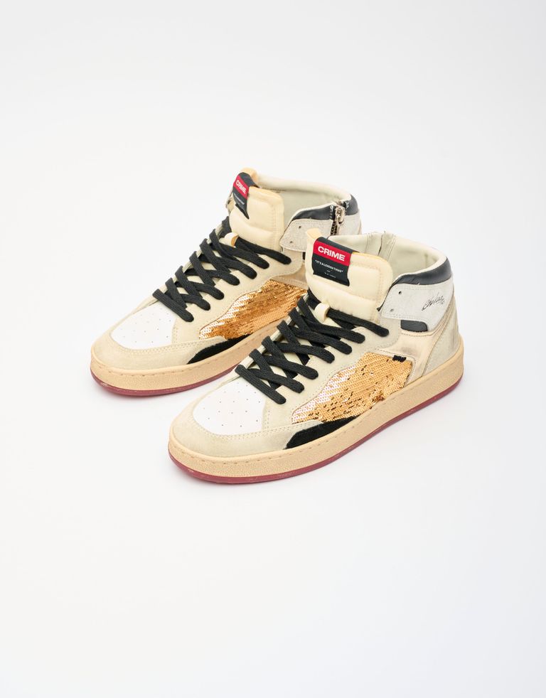 נעלי נשים - Crime London - סניקרס IGGY  גבוהות - לבן   זהב2