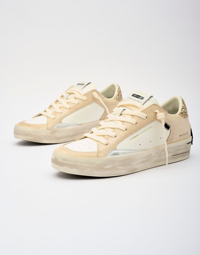 נעלי נשים - Crime London - סניקרס FREYA פלטפורמה - בז'   לבן3