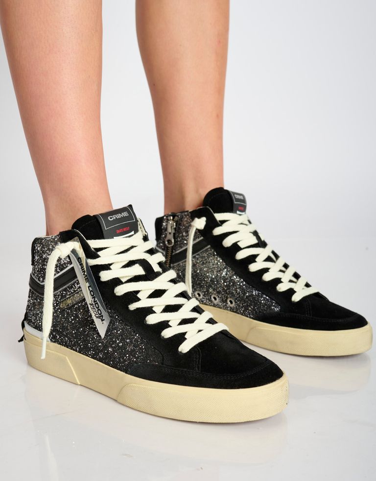 נעלי נשים - Crime London - סניקרס גבוהות JONAS - שחור נצנצים4