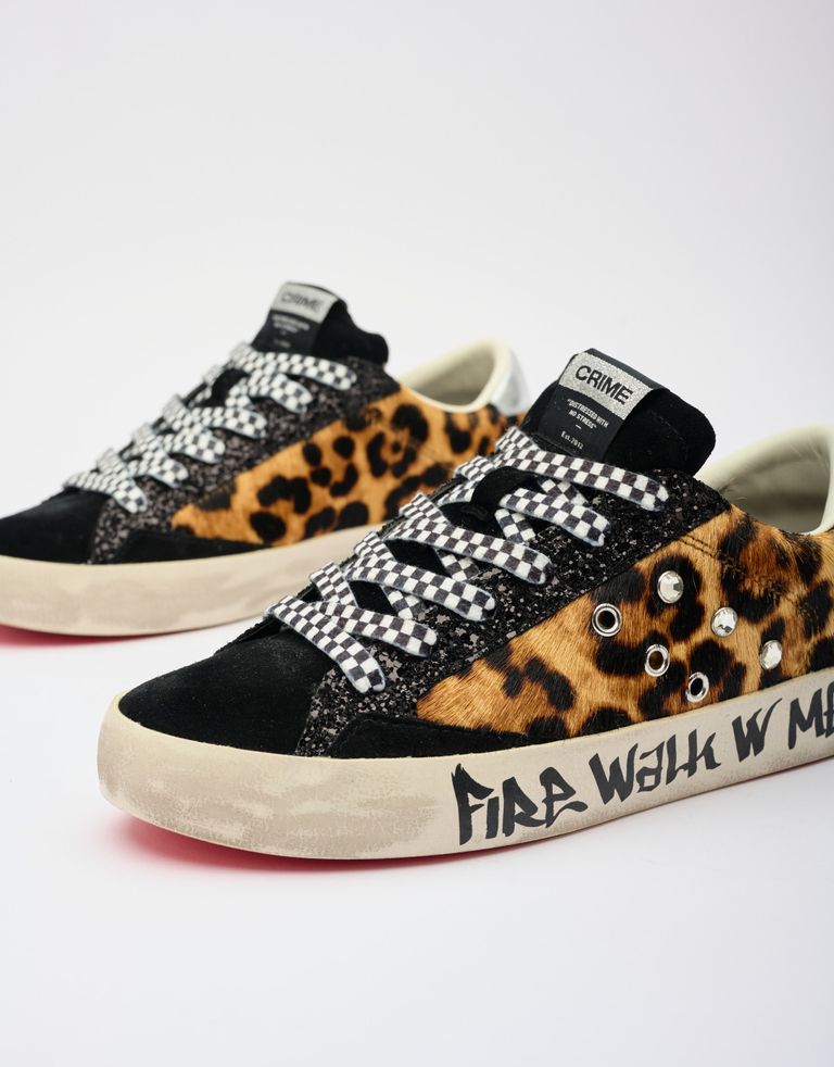 נעלי נשים - Crime London - סניקרס AGNES - שחור מנומר3