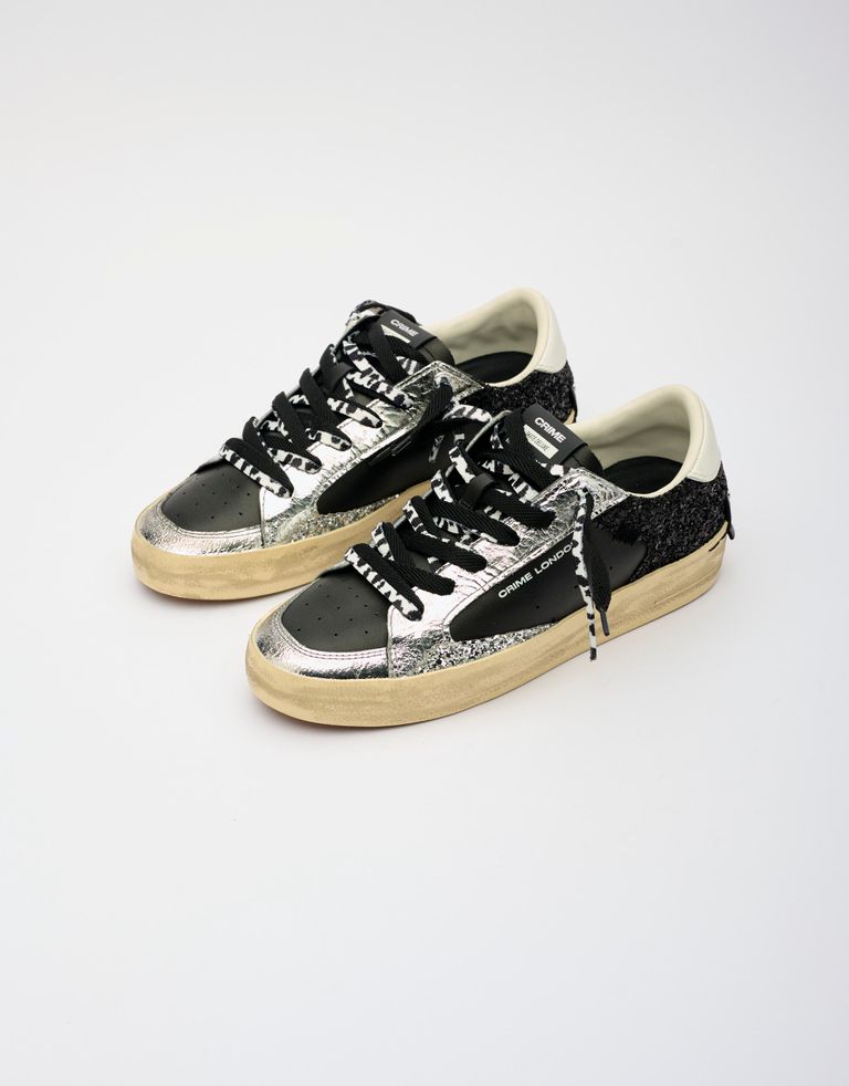 נעלי נשים - Crime London - סניקרס FREYA - שחור   כסף3