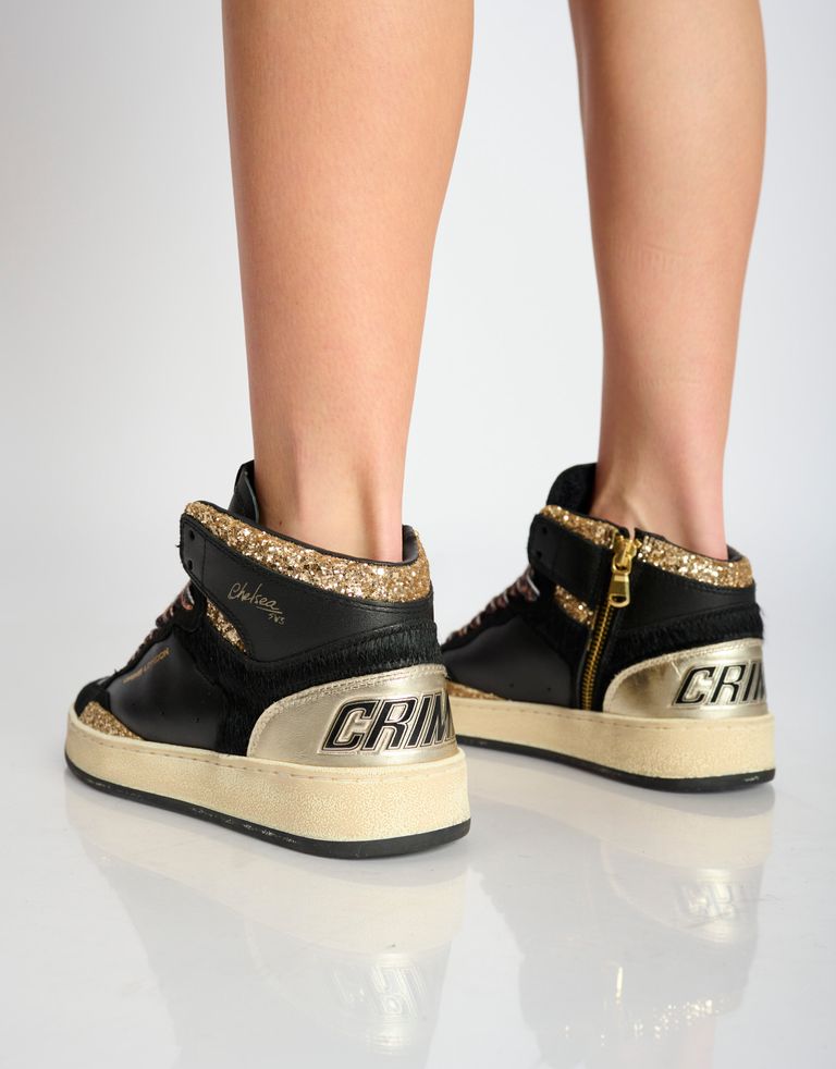נעלי נשים - Crime London - סניקרס IGGY  גבוהות - שחור   זהב4