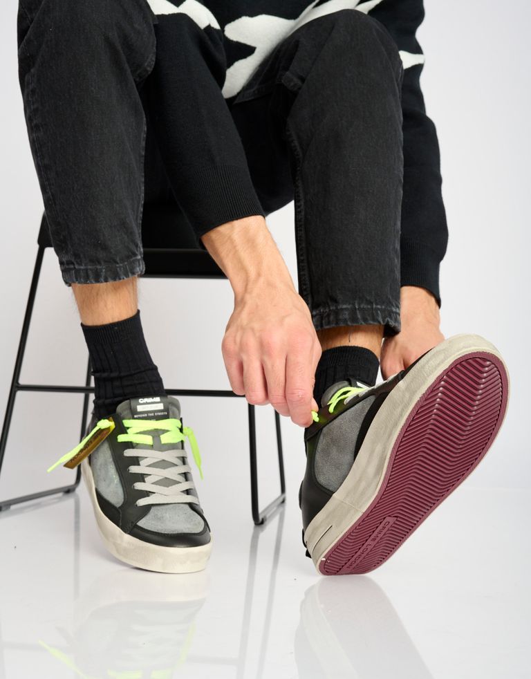 נעלי גברים - Crime London - סניקרס ALBIE - שחור אפור1