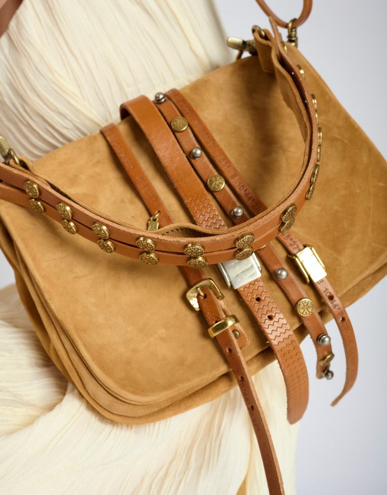 נעלי נשים - A.S. 98 - תיק קטן רצועות ניטים - חום בהיר1