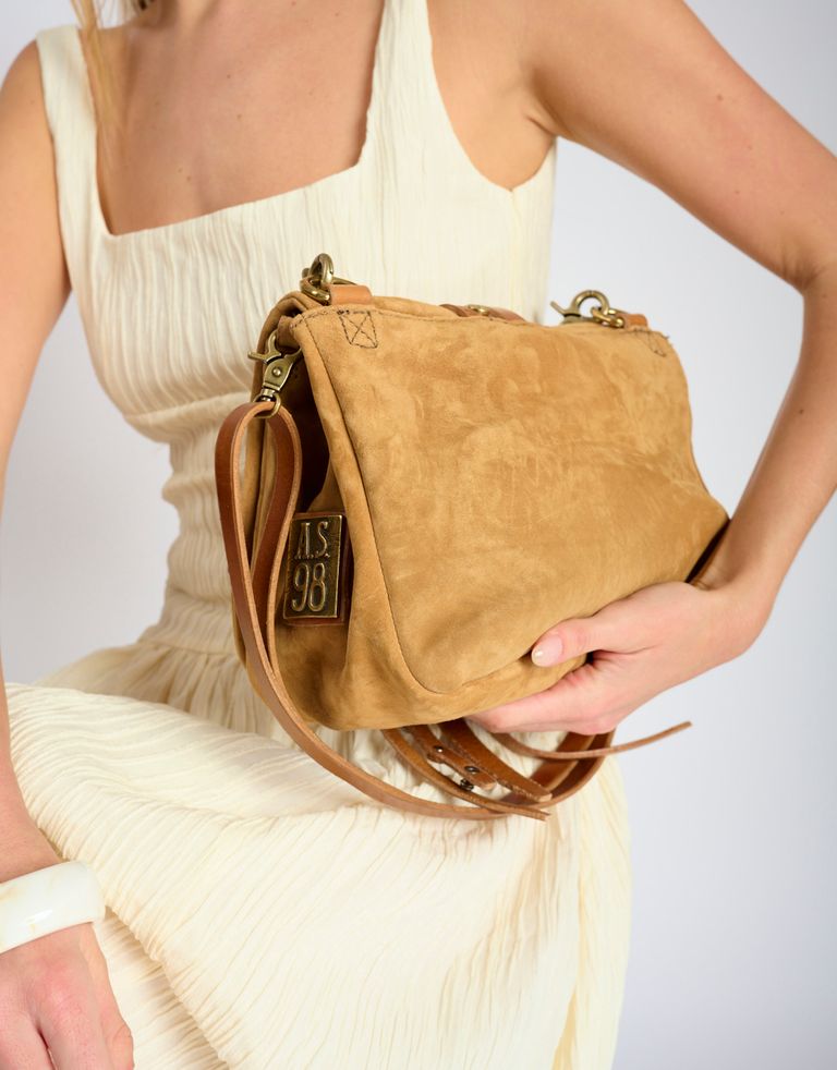 נעלי נשים - A.S. 98 - תיק קטן רצועות ניטים - חום בהיר4