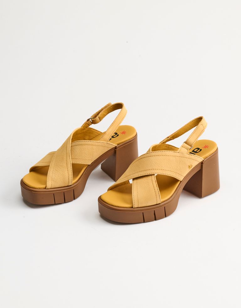 נעלי נשים - Art - סנדלי איקס עקב EVISSA - חרדל1