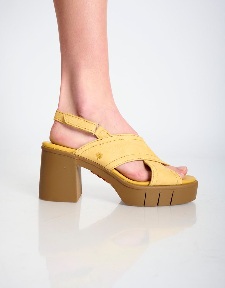 נעלי נשים - Art - סנדלי איקס עקב EVISSA - חרדל3