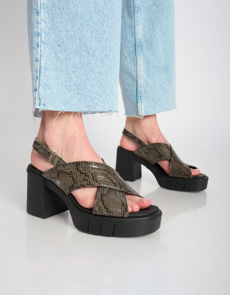 נעלי נשים - Art - סנדלי איקס EVISSA נחש - אפור   שחור2