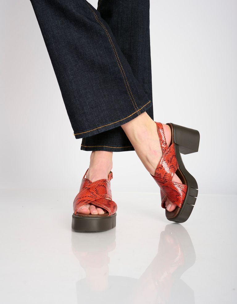 נעלי נשים - Art - סנדלי איקס EVISSA נחש - כתום   שחור3