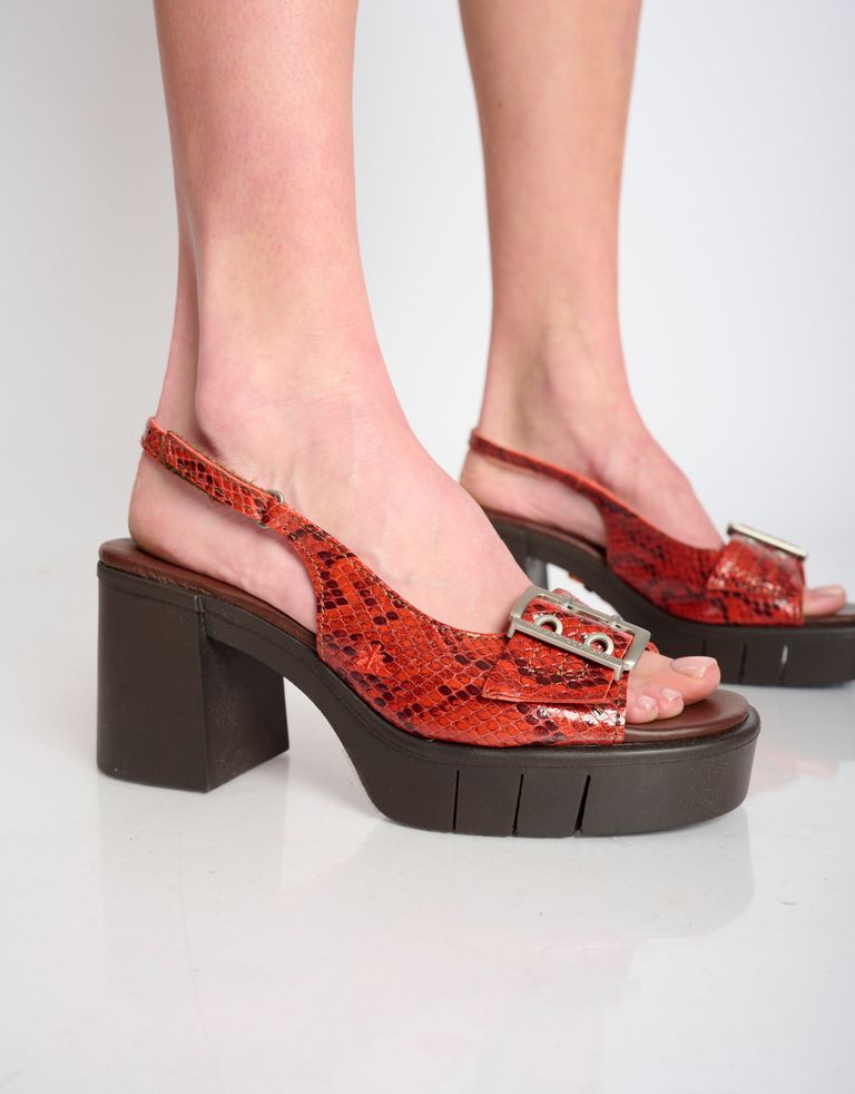 נעלי נשים - Art - סנדלי עקב EVISSA נחש - כתום   שחור3